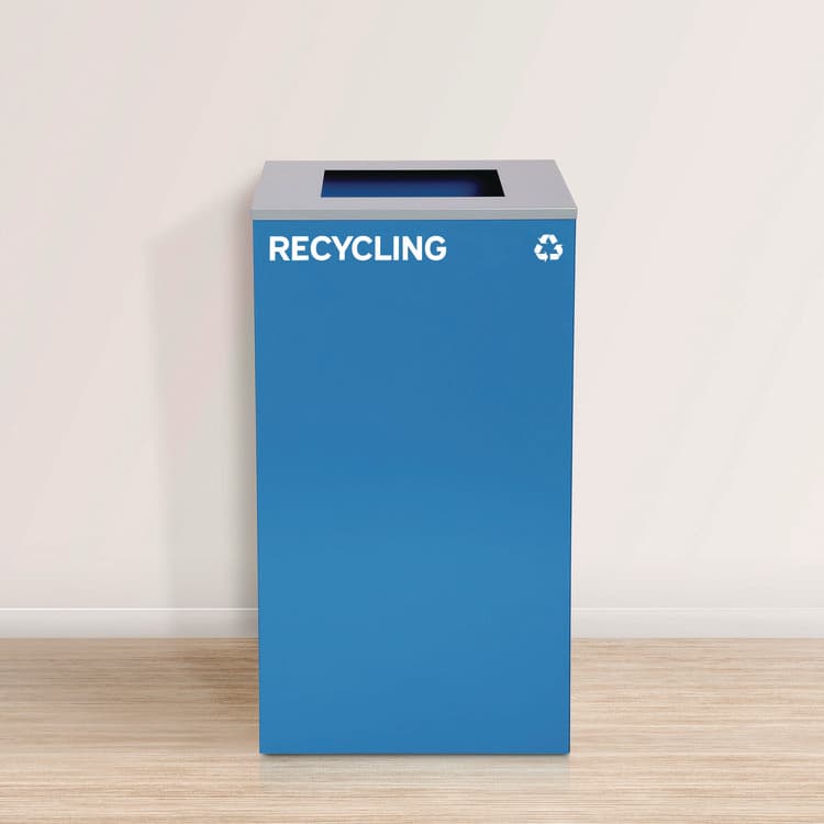 ALPINE INDUSTRIES 29 Gallon Trash/Recycling Cans, Steel, Blue Recycling Can with Square Lid (ALH4450KITBLUSR) thumbnail 2