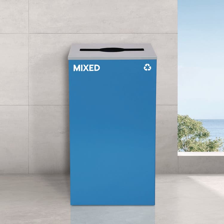 ALPINE INDUSTRIES 29 Gallon Trash/Recycling Cans, Steel, Blue Mixed Recycling Can with Mixed Lid (ALH4450KITBLUMM) thumbnail 3