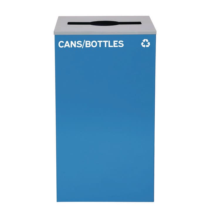 ALPINE INDUSTRIES 29 Gallon Trash/Recycling Cans, Steel, Blue Cans/Bottles Recycling Can with Mixed Lid (ALH4450KITBLUMC)