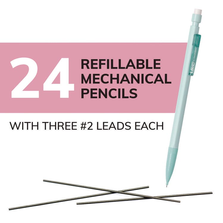 BIC CORP. Xtra-Smooth Pastel Edition Mechanical Pencils, 0.7 mm, HB (#2), Black Lead, Assorted Barrel Colors, 24/Pack (BICMPNP24BLK) thumbnail 4