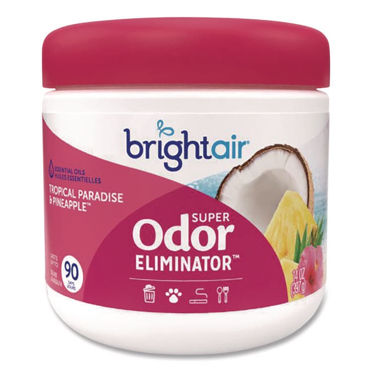 BRIGHT AIR Super Odor Eliminator, Tropical Paradise and Pineapple, 14 oz Jar (BRI901076)