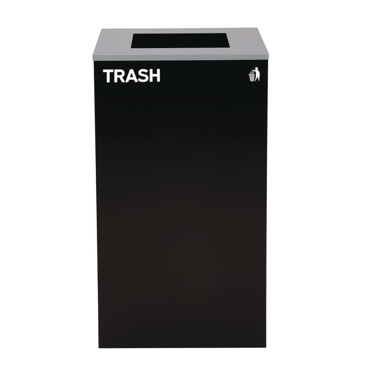 ALPINE INDUSTRIES 29 Gallon Trash/Recycling Cans, Steel, Black Trash Can with Square Lid (ALH4450KITBLKST)