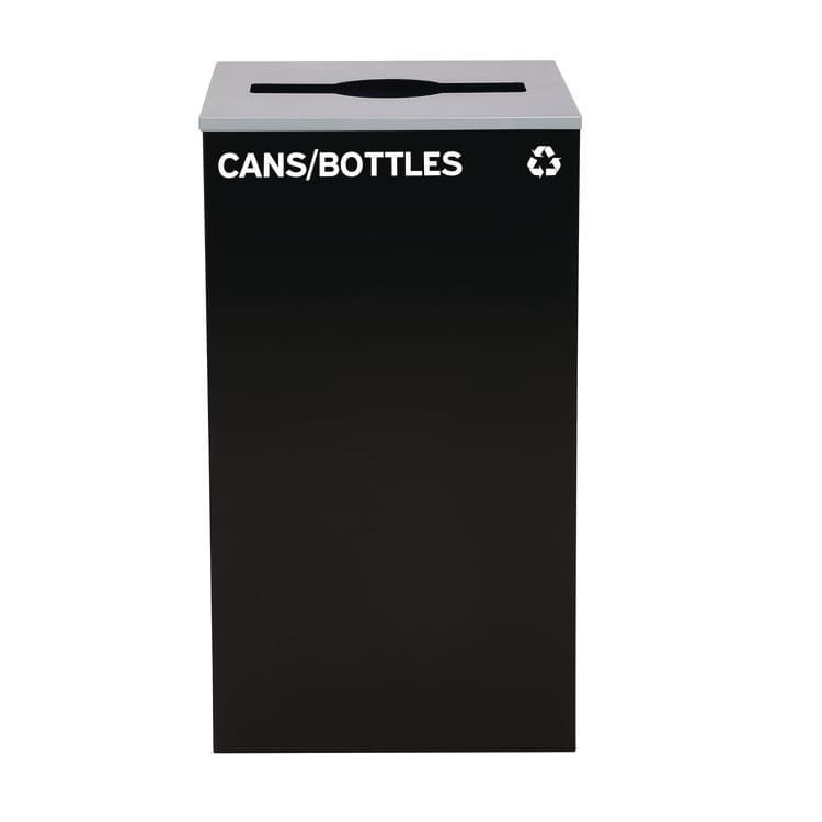 ALPINE INDUSTRIES 29 Gallon Trash/Recycling Cans, Steel, Black Cans/Bottles Recycling Can with Mixed Lid (ALH4450KITBLKMC)