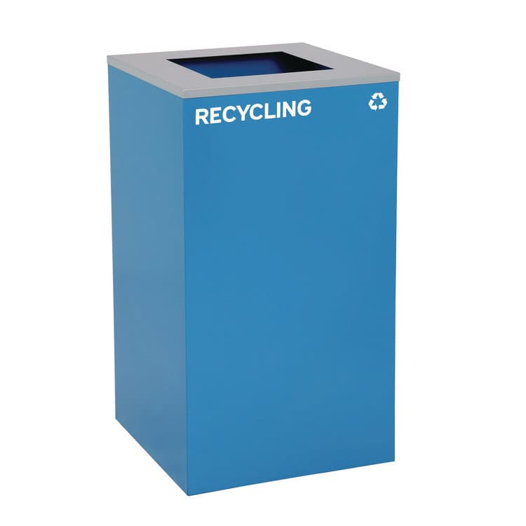 ALPINE INDUSTRIES 29 Gallon Trash/Recycling Cans, Steel, Blue Recycling and Black Trash Cans w/Square Lid, Green Mixed Recycling Can Mixed Lid (ALH4450BLKKIT22) thumbnail 4