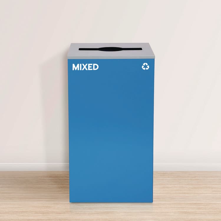 ALPINE INDUSTRIES 29 Gallon Trash/Recycling Cans, Steel, Blue Mixed Recycling and Green Compost Cans w/Mixed Lids, Black Trash Can w/Square Lid (ALH4450BLKKIT28) thumbnail 3