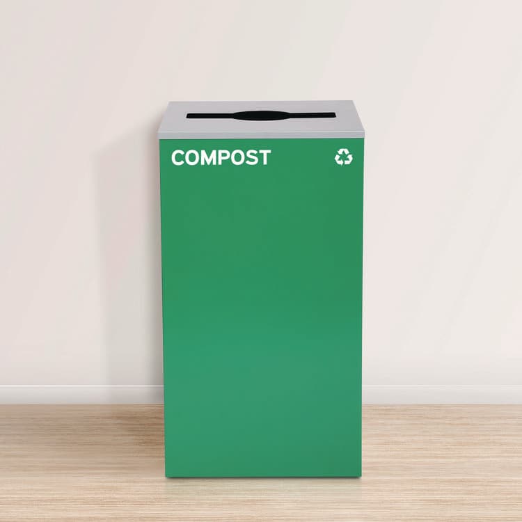 ALPINE INDUSTRIES 29 Gallon Trash/Recycling Cans, Steel, Blue Mixed Recycling w/Circle Lid, Green Compost w/Mixed Lid, Black Trash w/Square Lid (ALH4450BLKKIT37) thumbnail 2