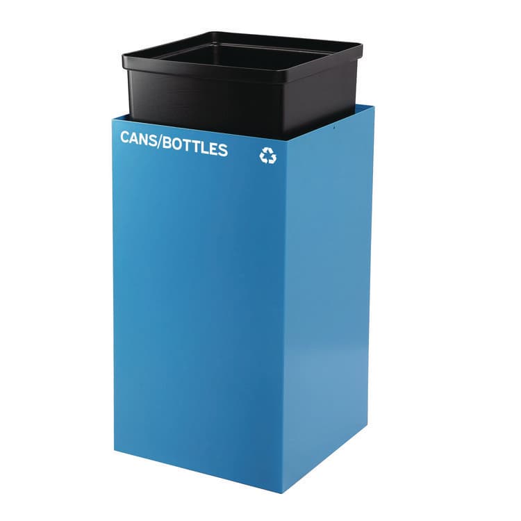 ALPINE INDUSTRIES 29 Gallon Trash/Recycling Cans, Steel, Blue Cans/Bottles with Circle Lid, Green Compost and Black Trash Cans with Square Lids (ALH4450BLKKIT34) thumbnail 2