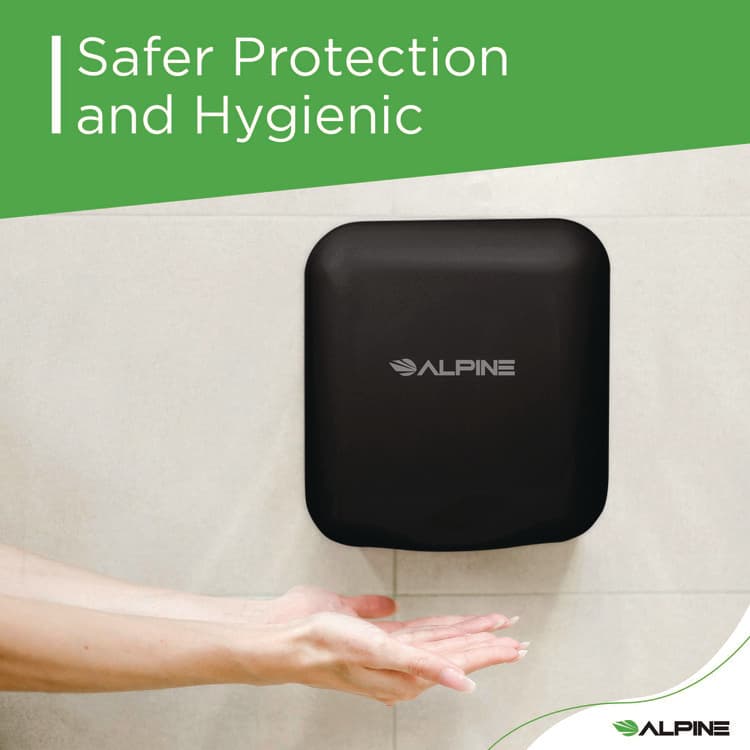 ALPINE INDUSTRIES Hemlock Commercial Automatic 120V Hand Dryer, 6.69 x 11.41 x 12.31, Black (ALHALP40010BLA) thumbnail 2