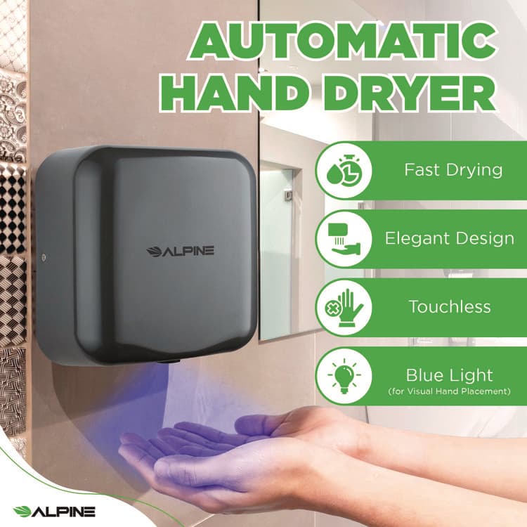ALPINE INDUSTRIES Hemlock Commercial Automatic 120V Hand Dryer, 6.68 x 11.41 x 12.31, Gray (ALHALP40010GRY) thumbnail 3