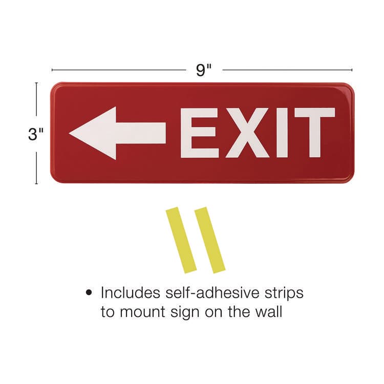 EXCELLO GLOBAL PRODUCTS Emergency Exit Indoor/Outdoor Wall Sign, 9 x 3, Red Face, White Graphics, 2/Pack (EXOEGPHD0257S) thumbnail 2