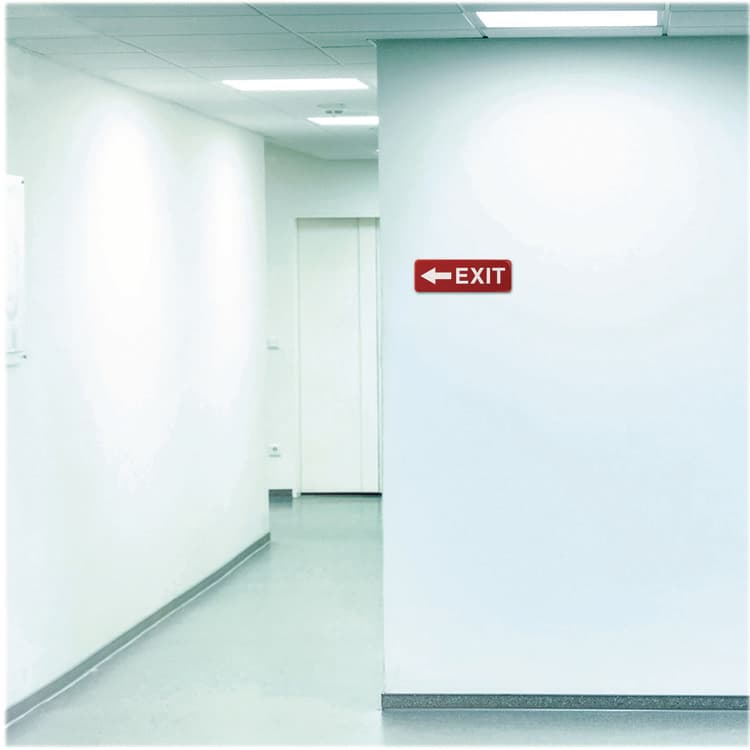 EXCELLO GLOBAL PRODUCTS Emergency Exit Indoor/Outdoor Wall Sign, 9 x 3, Red Face, White Graphics, 2/Pack (EXOEGPHD0257S) thumbnail 4