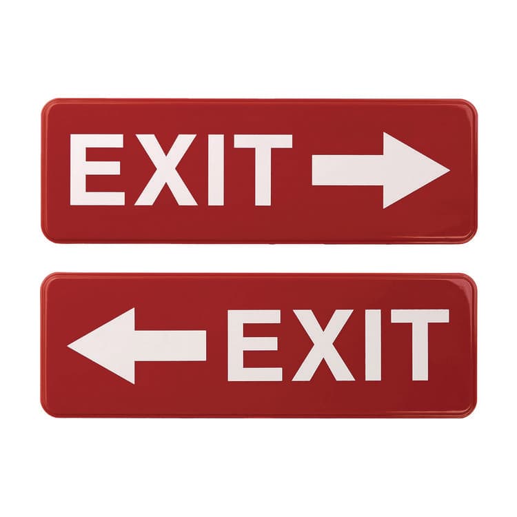 EXCELLO GLOBAL PRODUCTS Emergency Exit Indoor/Outdoor Wall Sign, 9 x 3, Red Face, White Graphics, 2/Pack (EXOEGPHD0257S)