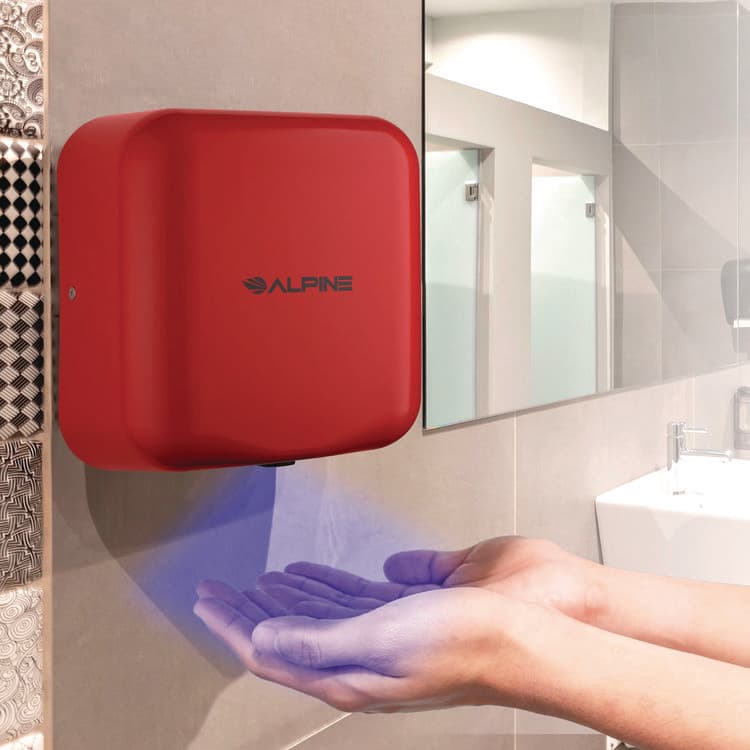 ALPINE INDUSTRIES Hemlock Commercial Automatic 120V Hand Dryer, 6.68 x 11.41 x 12.31, Red (ALHALP40010RED) thumbnail 2