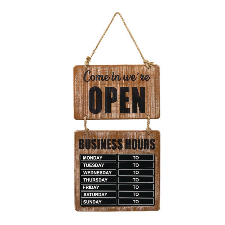 EXCELLO GLOBAL PRODUCTS Business Hours Outdoor Sign, 9.75 x 22.5, Brown Face, Black/White Lettering, Chalkboard (EXOEGPHD0310S) thumbnail 2