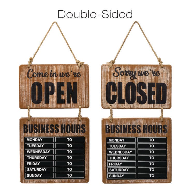 EXCELLO GLOBAL PRODUCTS Business Hours Outdoor Sign, 9.75 x 22.5, Brown Face, Black/White Lettering, Chalkboard (EXOEGPHD0310S) thumbnail 3