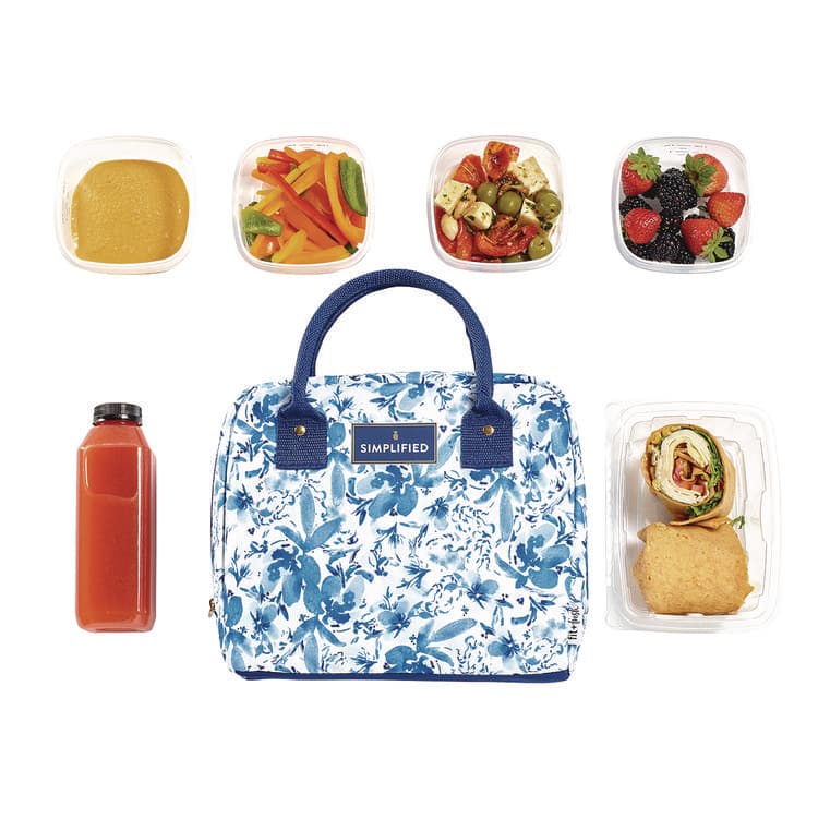 FIT & FRESH Simplified Lunch Bag with 4 Food Containers, 9 x 6 x 10, Blue Floral (FAF7039SIM3166) thumbnail 3