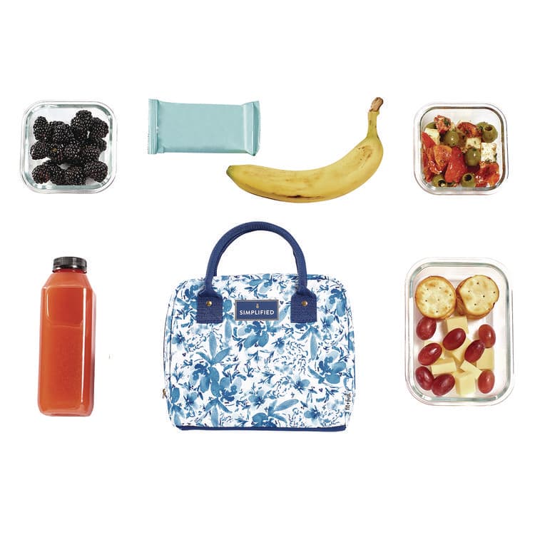FIT & FRESH Simplified Lunch Bag with 4 Food Containers, 9 x 6 x 10, Blue Floral (FAF7039SIM3166) thumbnail 4