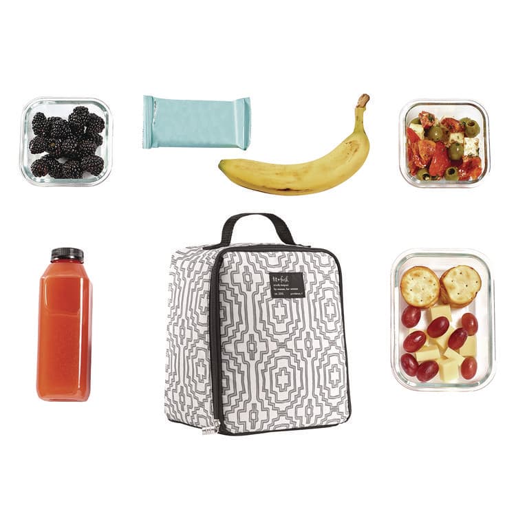 FIT & FRESH Lunch Bag, 8 x 6 x 10, Black and White Geometric (FAF7613FF3242) thumbnail 3