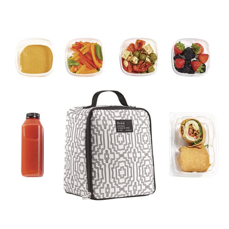 FIT & FRESH Lunch Bag, 8 x 6 x 10, Black and White Geometric (FAF7613FF3242) thumbnail 4
