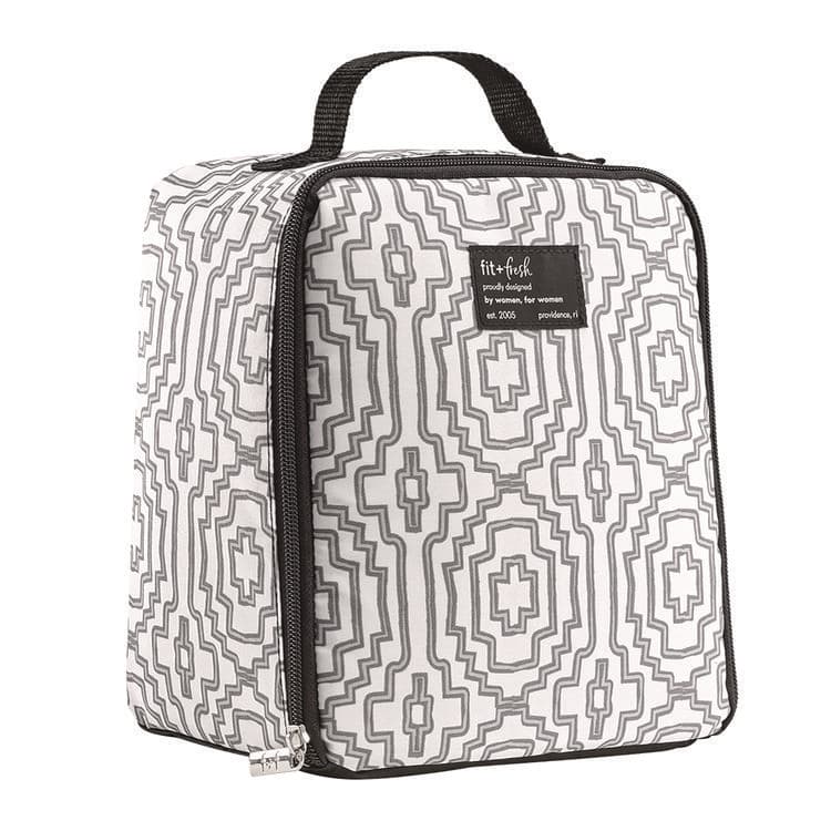 FIT & FRESH Lunch Bag, 8 x 6 x 10, Black and White Geometric (FAF7613FF3242)