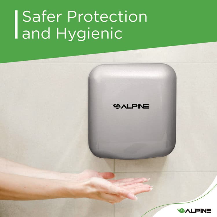 ALPINE INDUSTRIES Hemlock Commercial Automatic 120V Hand Dryer, 6.68 x 11.41 x 12.31, Chrome (ALHALP40010CHR) thumbnail 2