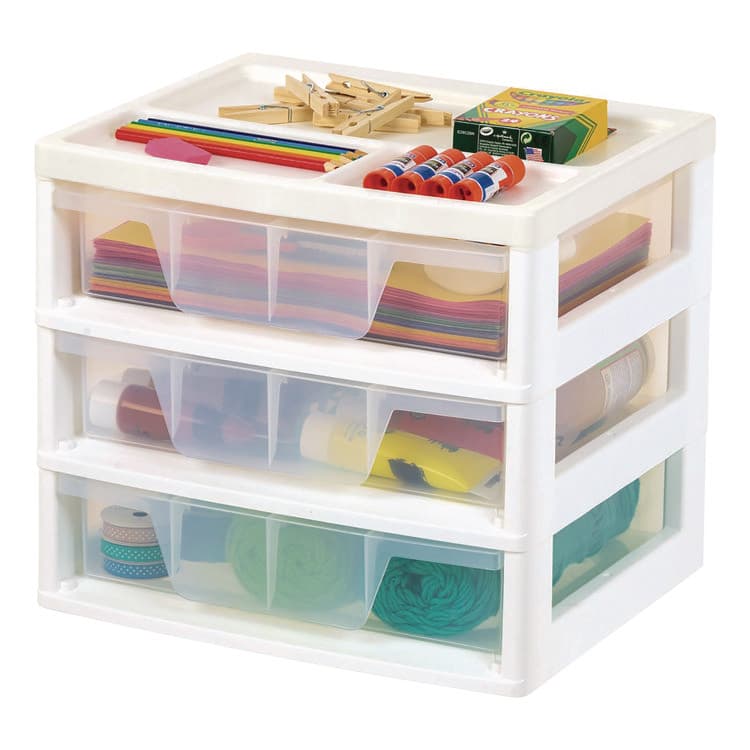 IRIS USA, 3-Drawer Desktop Storage, Plastic, 14.6 x 12.31 x 12.75, White/Clear (IRS301161) thumbnail 3