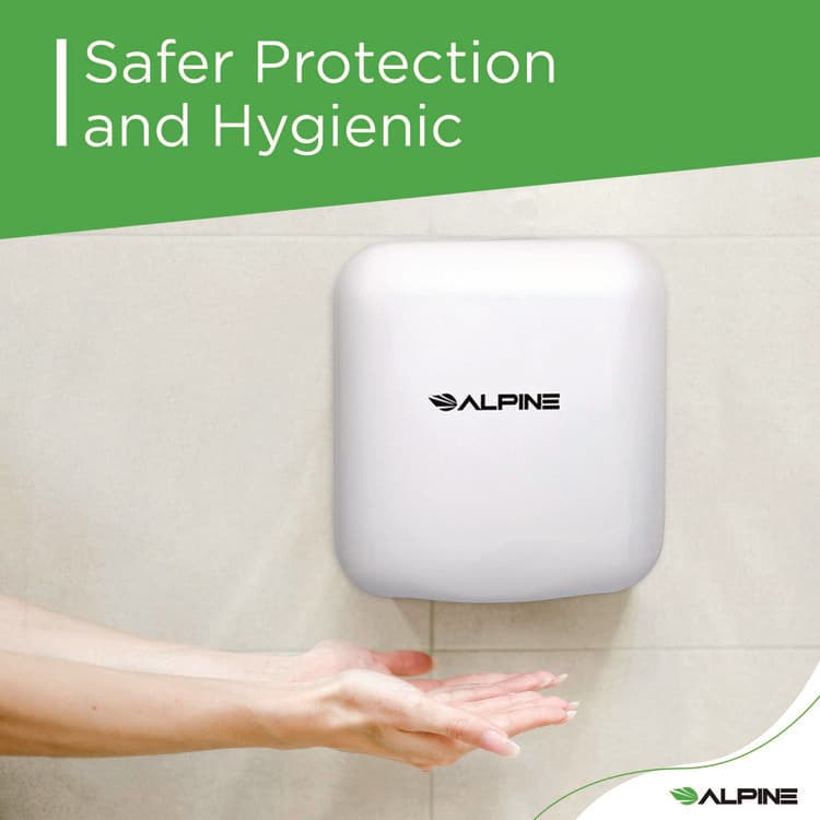 ALPINE INDUSTRIES Hemlock Commercial Automatic 120V Hand Dryer, 6.68 x 11.41 x 12.31, White (ALHALP40010WHI) thumbnail 3