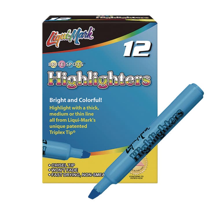 LIQUI-MARK CORP Tank Fluorescent Highlighter, Blue Ink, Chisel Tip, Blue Barrel, Dozen (LQM60823) thumbnail 2