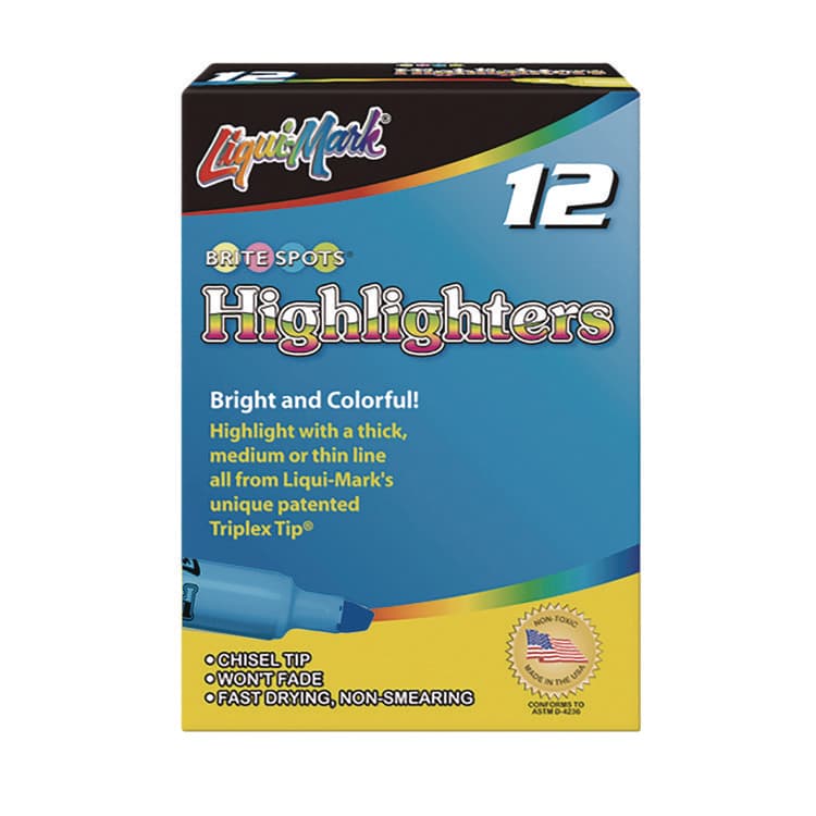 LIQUI-MARK CORP Tank Fluorescent Highlighter, Blue Ink, Chisel Tip, Blue Barrel, Dozen (LQM60823)