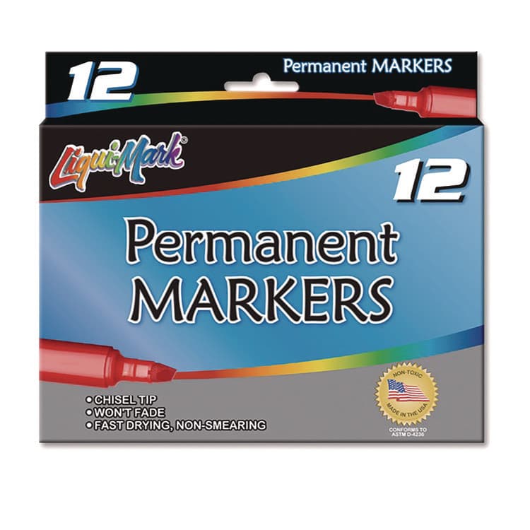 LIQUI-MARK CORP Permanent Marker, Chisel Tip, Black, Dozen (LQM91201)