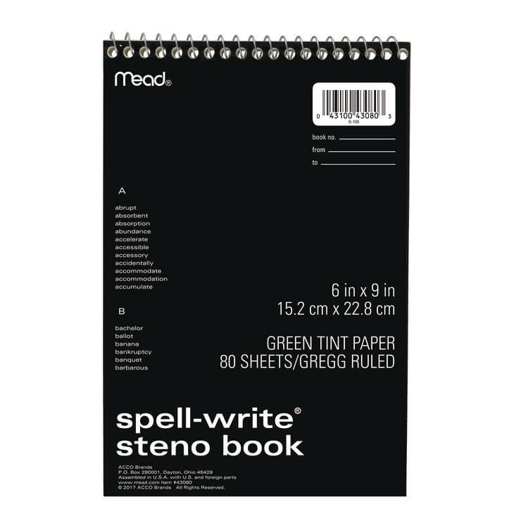MEAD PRODUCTS Spell-Write Wirebound Steno Pad, Randomly Assorted Cover Colors, Gregg Rule, (80) Green 6 x 9 Sheets (MEA43080) thumbnail 4