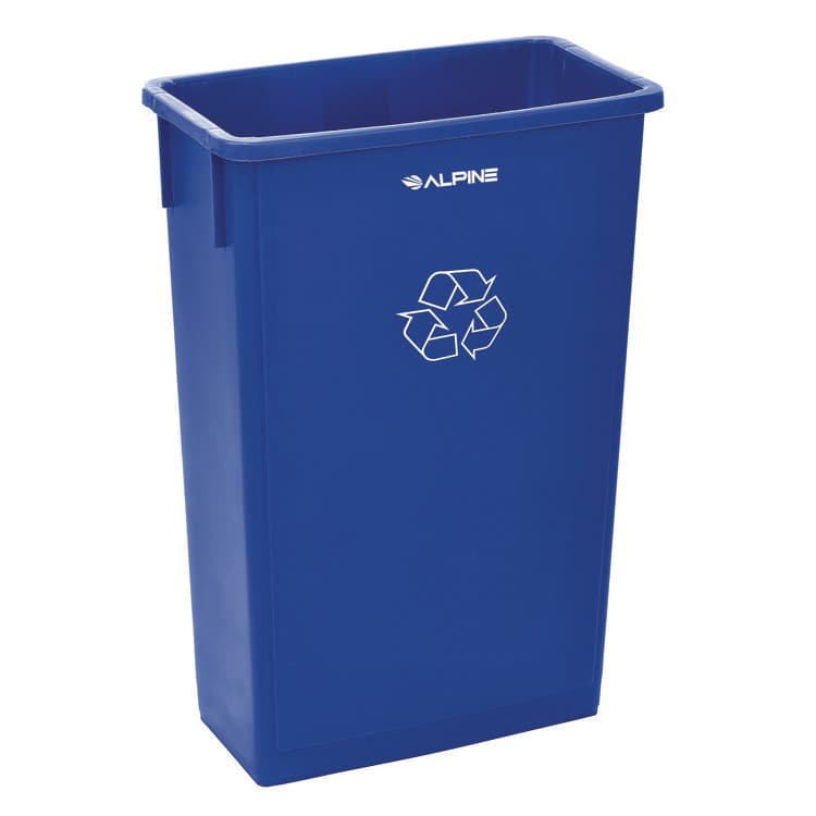 ALPINE INDUSTRIES Slim 23 Gallon Recycling Bin, Plastic, Blue (ALH477RBLU)