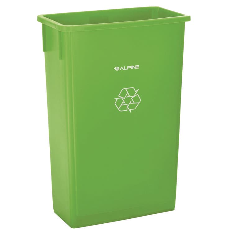 ALPINE INDUSTRIES Slim 23 Gallon Recycling Bin, Plastic, Lime Green (ALHALP477LGRN)