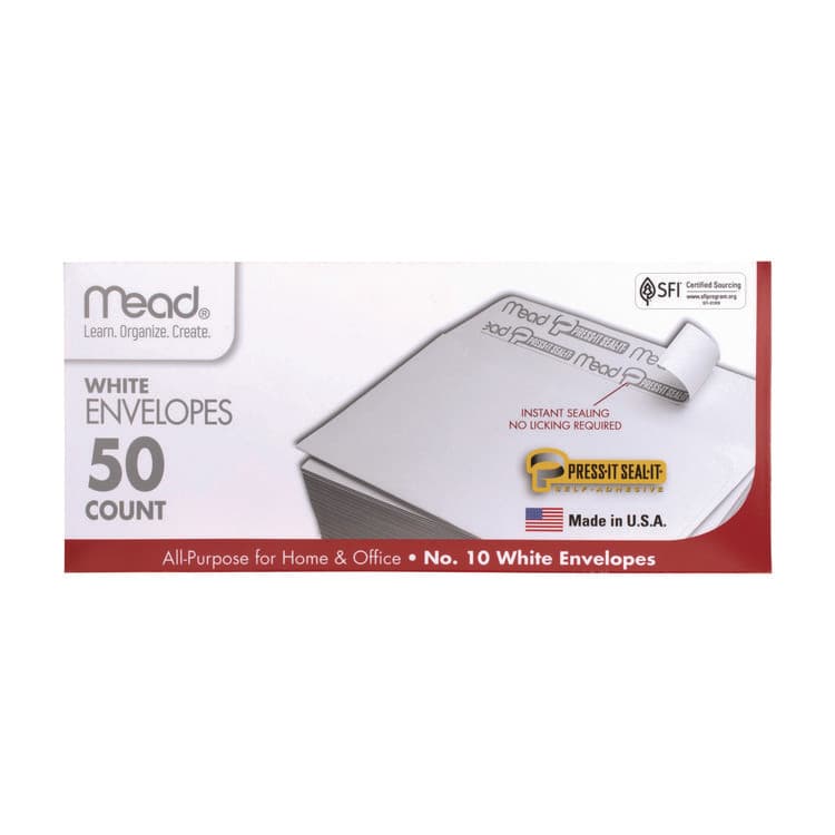 MEAD PRODUCTS Press-it Seal-it Self-Adhesive Envelope, #10, Commercial Flap, Self-Adhesive Closure, 9.5 x 4.18, White, 50/Box (MEA75024)