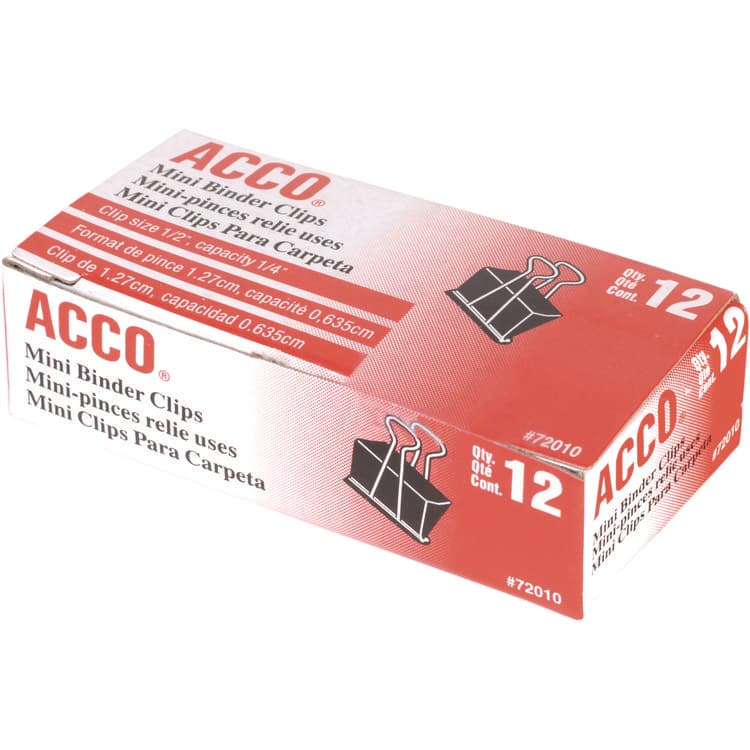 ACCO BRANDS, . Binder Clips, Mini, 0.25" Capacity, Black/Silver, Dozen (ACC72010) thumbnail 3