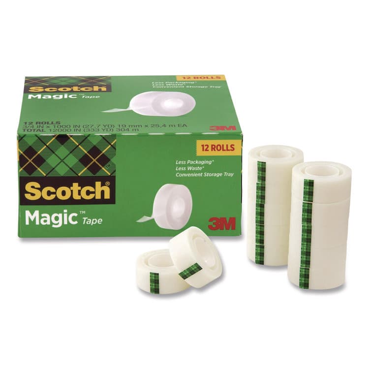 3M/COMMERCIAL TAPE DIV. Magic Tape Cabinet Pack, 1" Core, 0.75" x 27.7 yds, Clear, 12/Pack (MMM810K12CP)