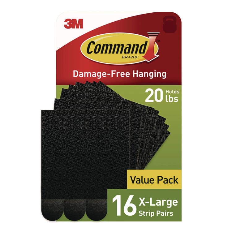 3M/COMMERCIAL TAPE DIV. Damage-Free Hanging Picture Hanging Strip Pairs, Holds up to 5 lb, 16/Pack (MMM17217BLK16NA)