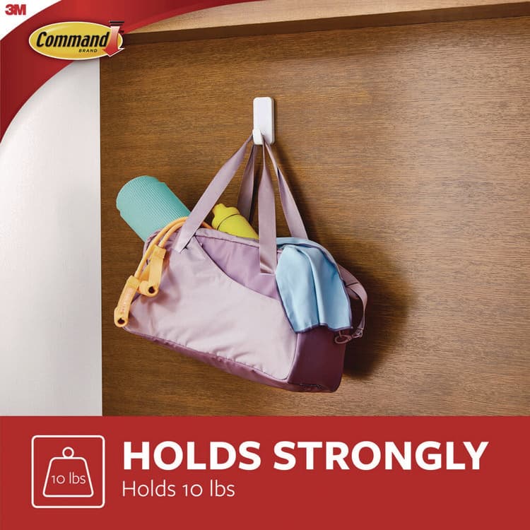 3M/COMMERCIAL TAPE DIV. X-Large Utility Hooks, Plastic, White, Supports 10 lb, 2/Pack (MMM170102ES) thumbnail 3