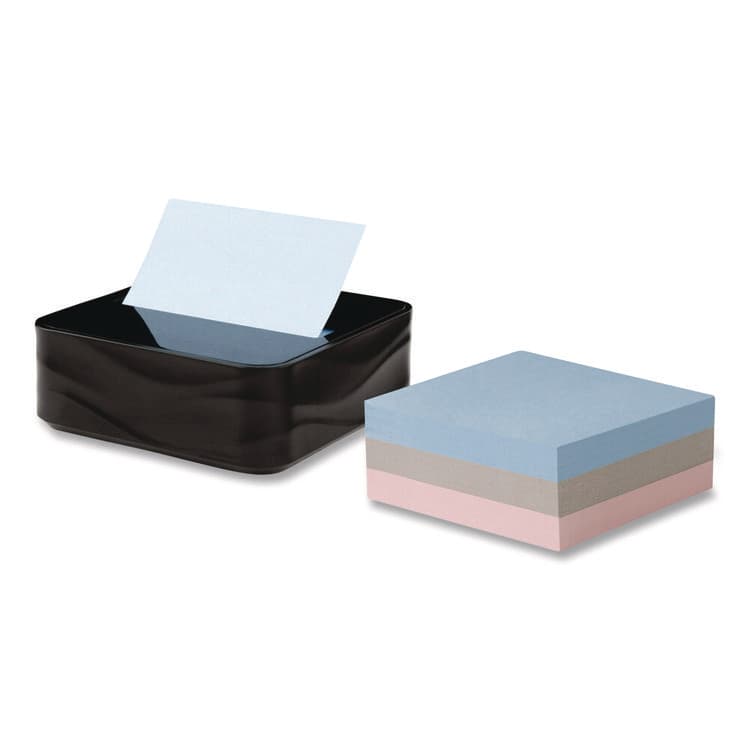 3M/COMMERCIAL TAPE DIV. Wave Design Dispenser with Notes, For 3 x 3 Pads, Includes (3) 90-Sheet Simply Serene Collection Colors Pop-up Pads, Black (MMMWAVE330BKVP)