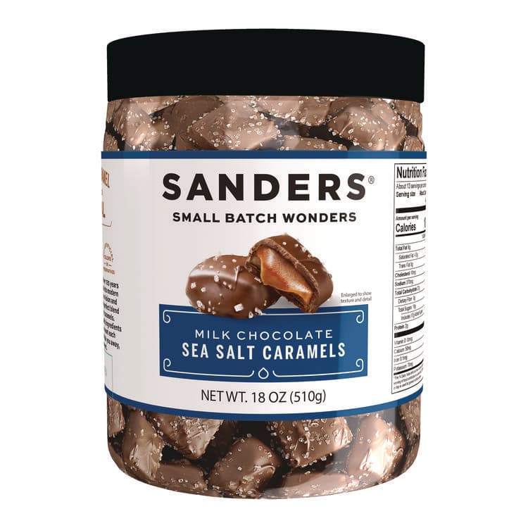 MORLEY CANDY MAKERS Small Batch Wonders Milk Chocolate Sea Salt Caramels, 18 oz Tub (NDEMRY30986)