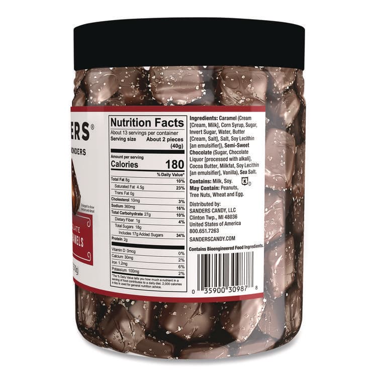 MORLEY CANDY MAKERS Small Batch Wonders Dark Chocolate Sea Salt Caramels, 18 oz Tub (NDEMRY30987) thumbnail 2