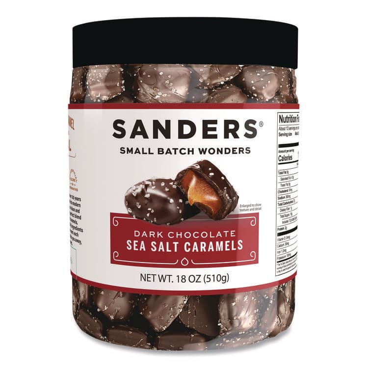 MORLEY CANDY MAKERS Small Batch Wonders Dark Chocolate Sea Salt Caramels, 18 oz Tub (NDEMRY30987)
