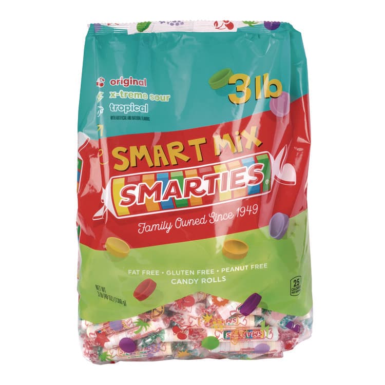 NESTLE Smarties Candy Rolls, Original/Tropical/X-Treme Sour Flavor Assortment, 3 lb Bag (NESCDY00348)