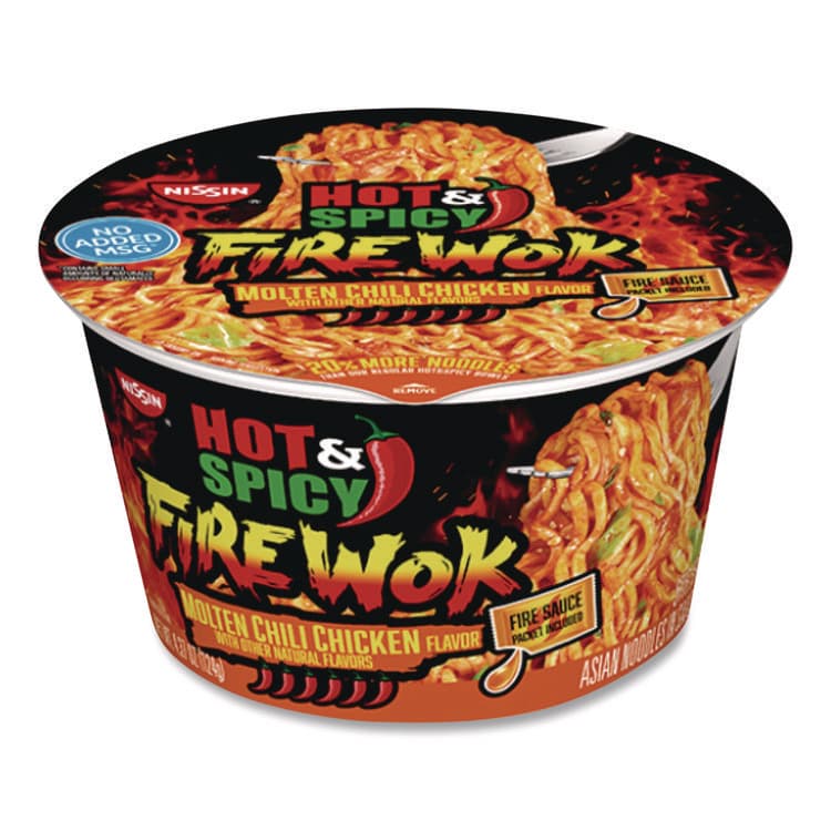 NISSIN FOODS Hot and Spicy Fire Wok Molten Chili Chicken, 4.37 oz Bowl, 6/Carton (NSFNIS19503) thumbnail 2
