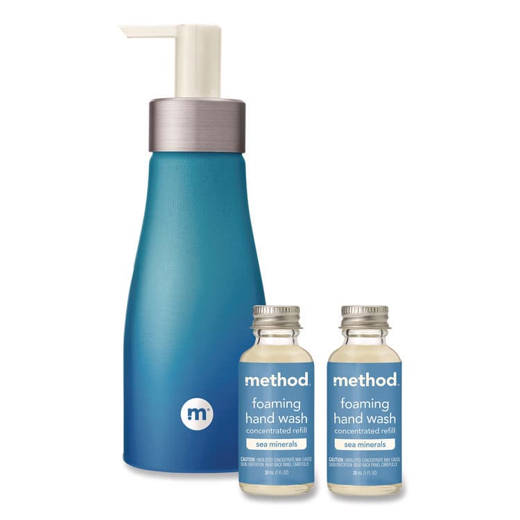 METHOD PRODUCTS . Refill + Reuse Foaming Hand Soap Refill Kit, Sea Minerals Scent, (2) 1 oz Refill Bottles, 10 oz Dispenser Bottle (MTH356001)