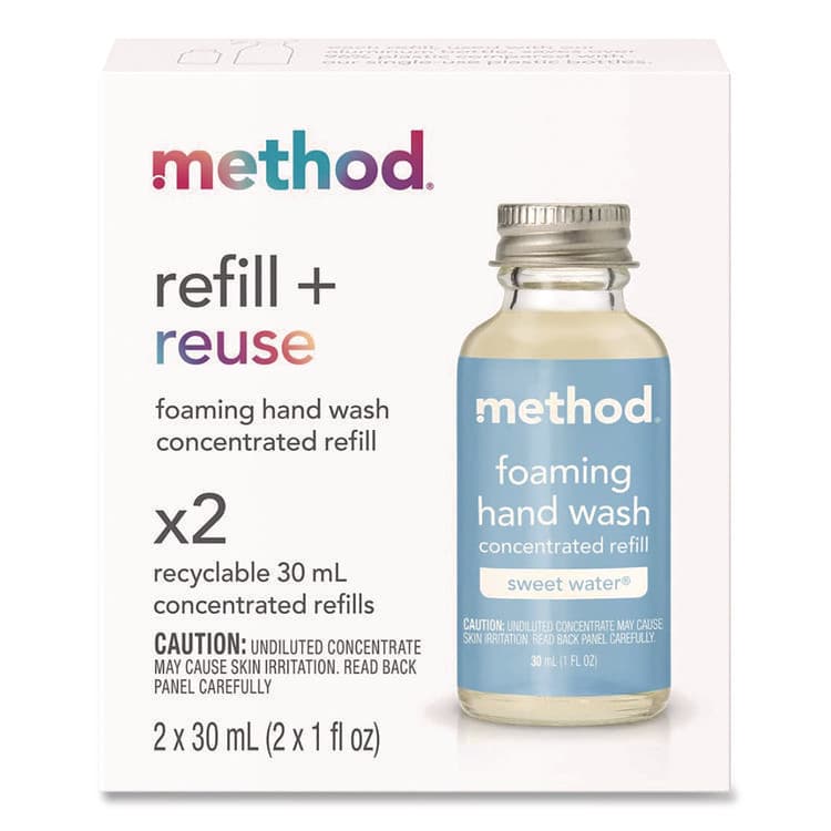 METHOD PRODUCTS . Refill + Reuse Foaming Hand Soap Refill, Sweet Water Scent, 1 oz Refill Bottle, 2/Pack (MTH356011) thumbnail 2