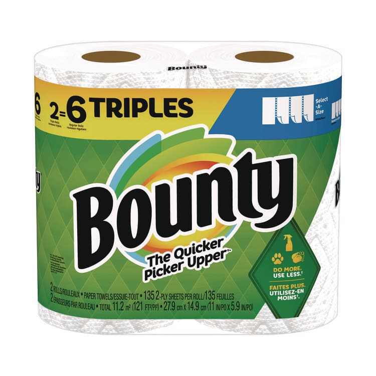 PROCTER & GAMBLE Select-a-Size Kitchen Roll Paper Towels, 2-Ply, 11 x 5.9, White, 135 Sheets/Roll, 2 Rolls/Pack (PGC06133)