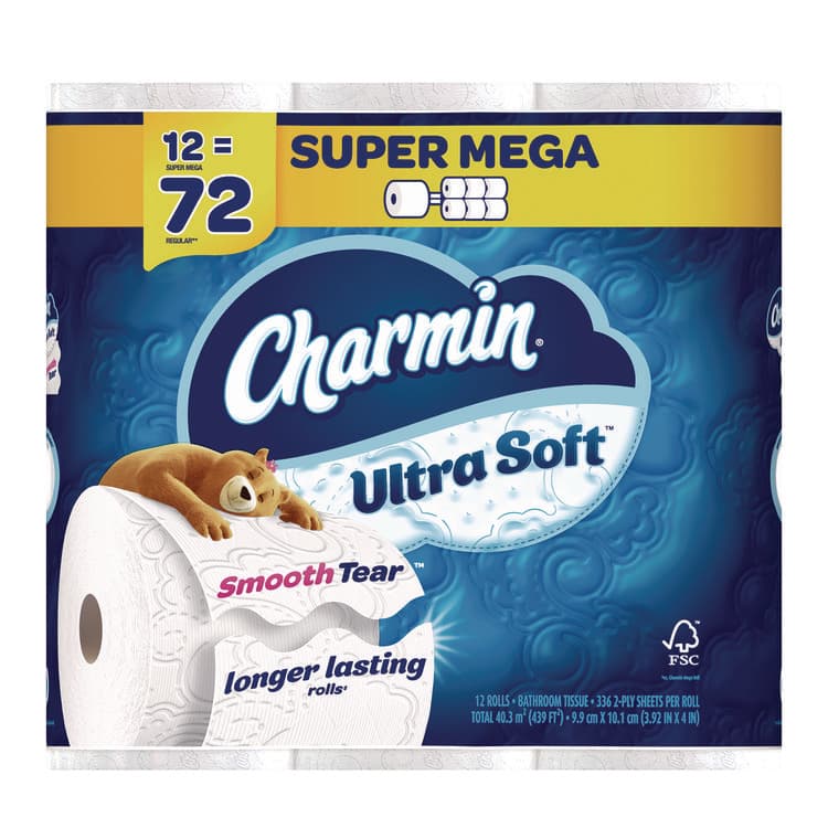 PROCTER & GAMBLE Ultra Soft Bathroom Tissue, Septic Safe, 2-Ply, White, 336 Sheets/Roll, 12 Rolls/Pack (PGC08471)