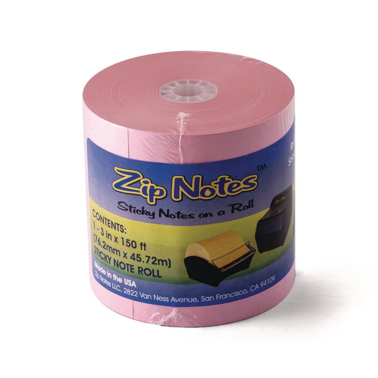 ZIP NOTES, LLC Dispenser Refill Roll, Unruled, Approx: 600 3 x 3 Sheets, 3" x 150 ft Roll, Pink (VCT0024)