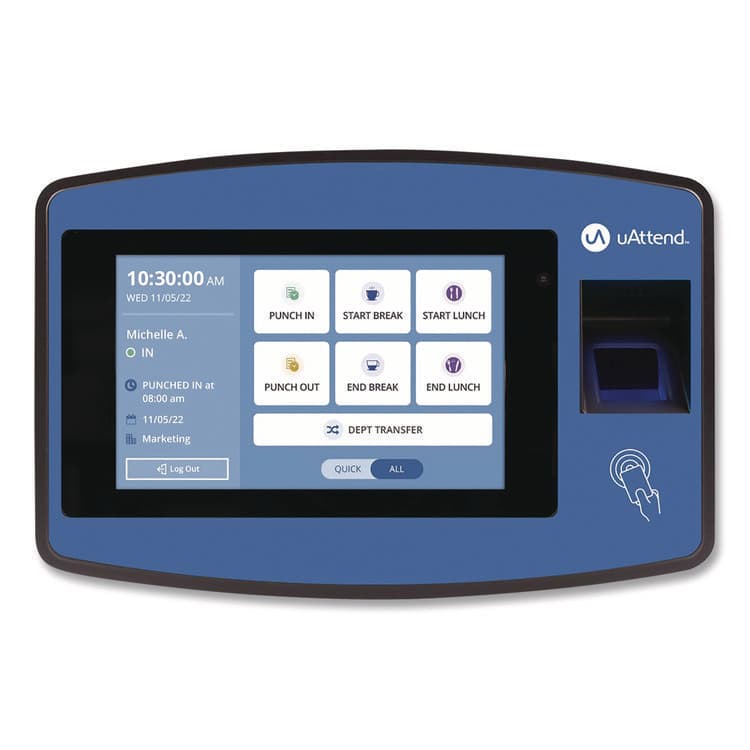 WORKWELL TECHNOLOGIES Biometric Fingerprint Touch Tablet Time Clock System, Unlimited Employees, Black/Blue (PPZ2500)